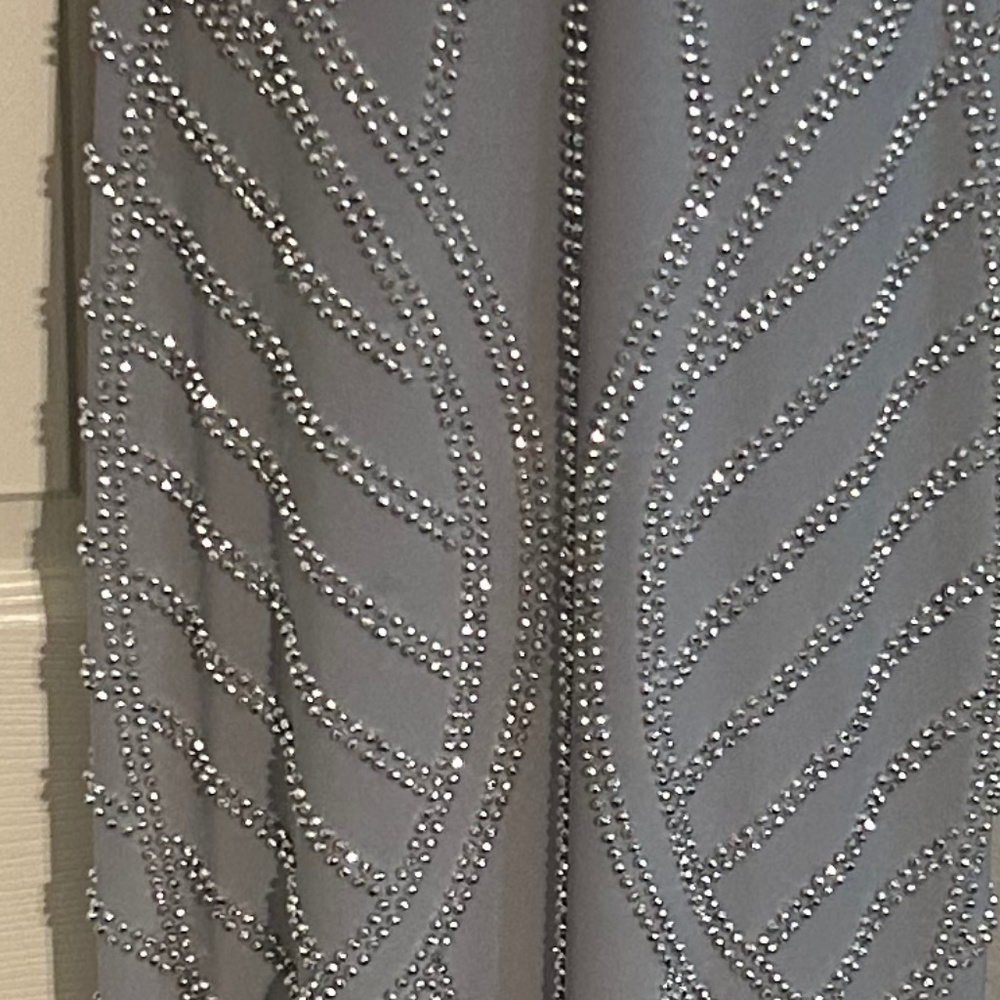 Aqua formal dress, size 0, light grey with sparkly silver beading